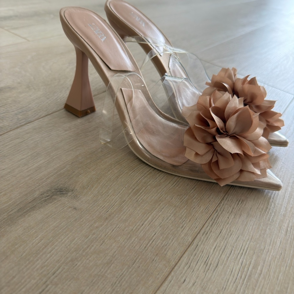 Zara Nude Floral Women's Heels